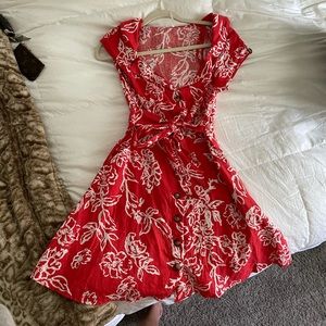 Red floral free people dress